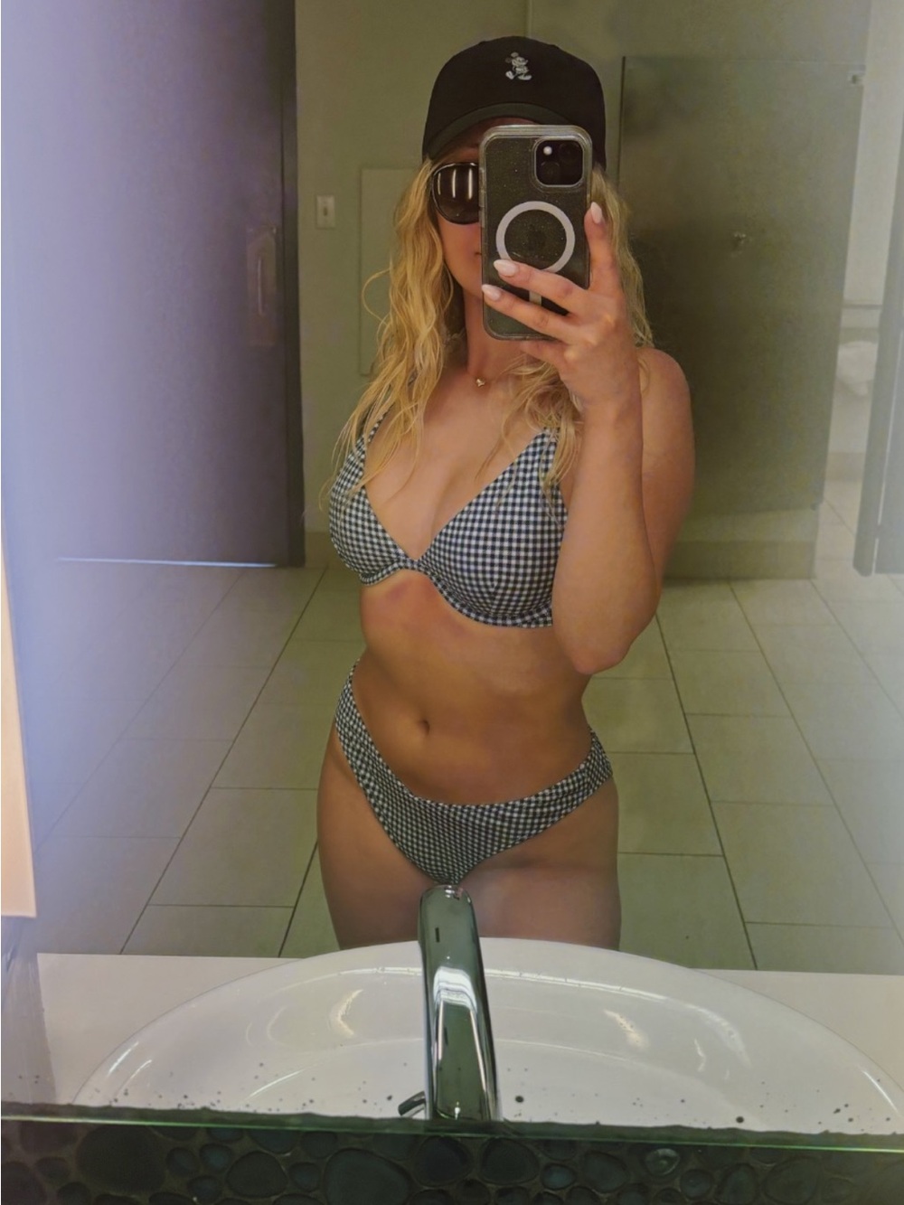 Hollister Two-Piece Bikini Set. Gingham Blue
